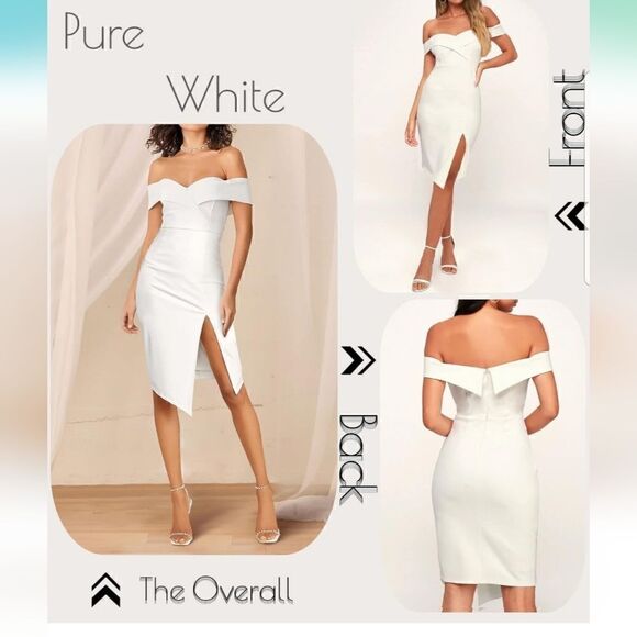 NWT Off The Shoulder Dresses Wedding Guest Cocktail Party Bodycon Split … - Picture 5 of 16